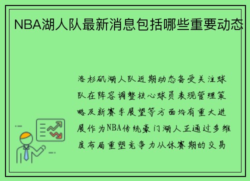 NBA湖人队最新消息包括哪些重要动态